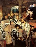 Jews Praying in the Synagogue on Yom Kippur